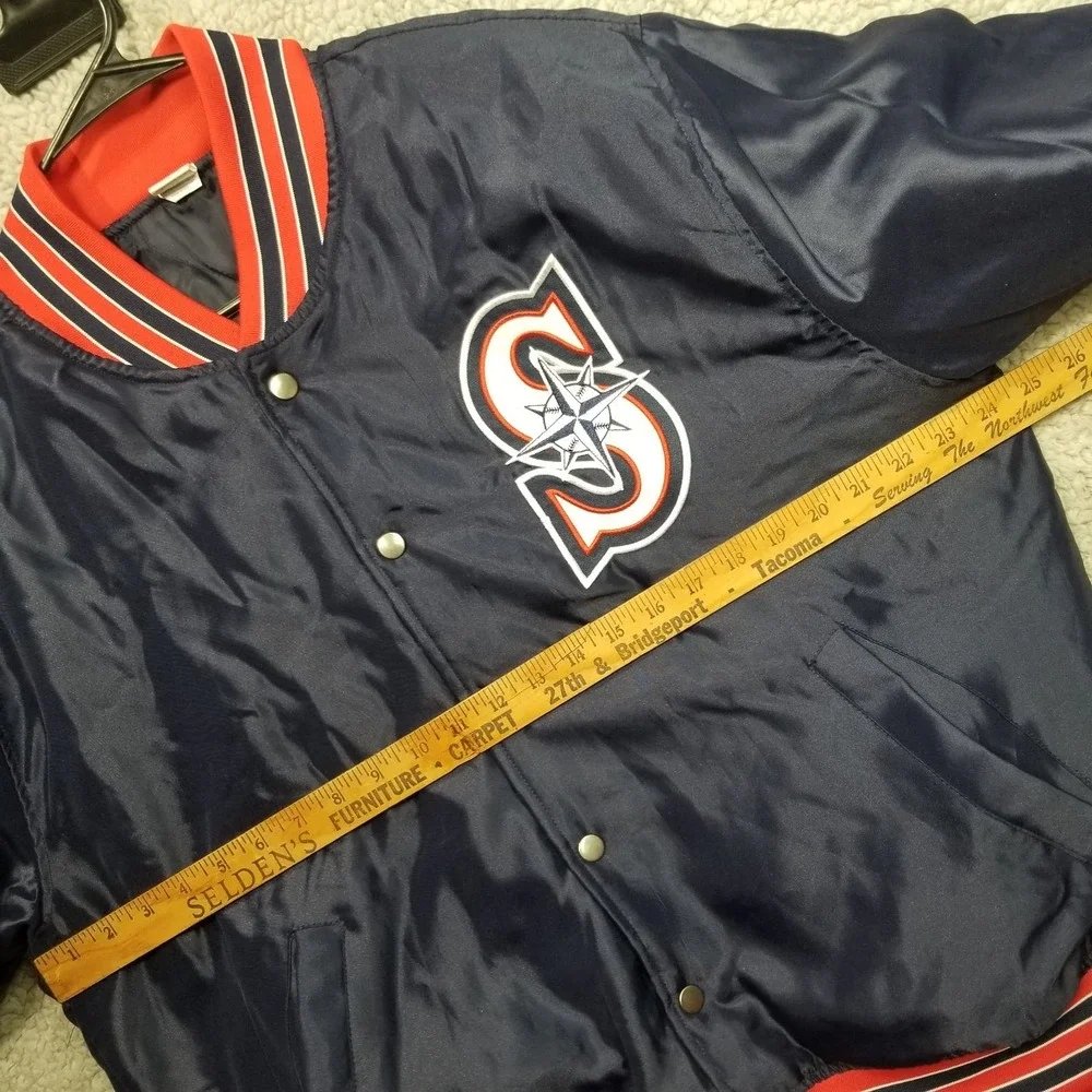 Seattle Mariners Gonzaga Bulldogs Jacket Satin Shiny Bomber Coat Mens Medium